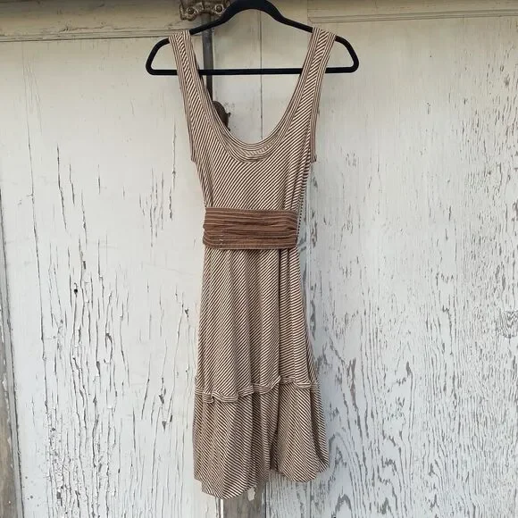 Plenty By Tracy Reese Tank Top Mini Dress Women’s Sm Brown/Cream Striped Bubble - Picture 5 of 15